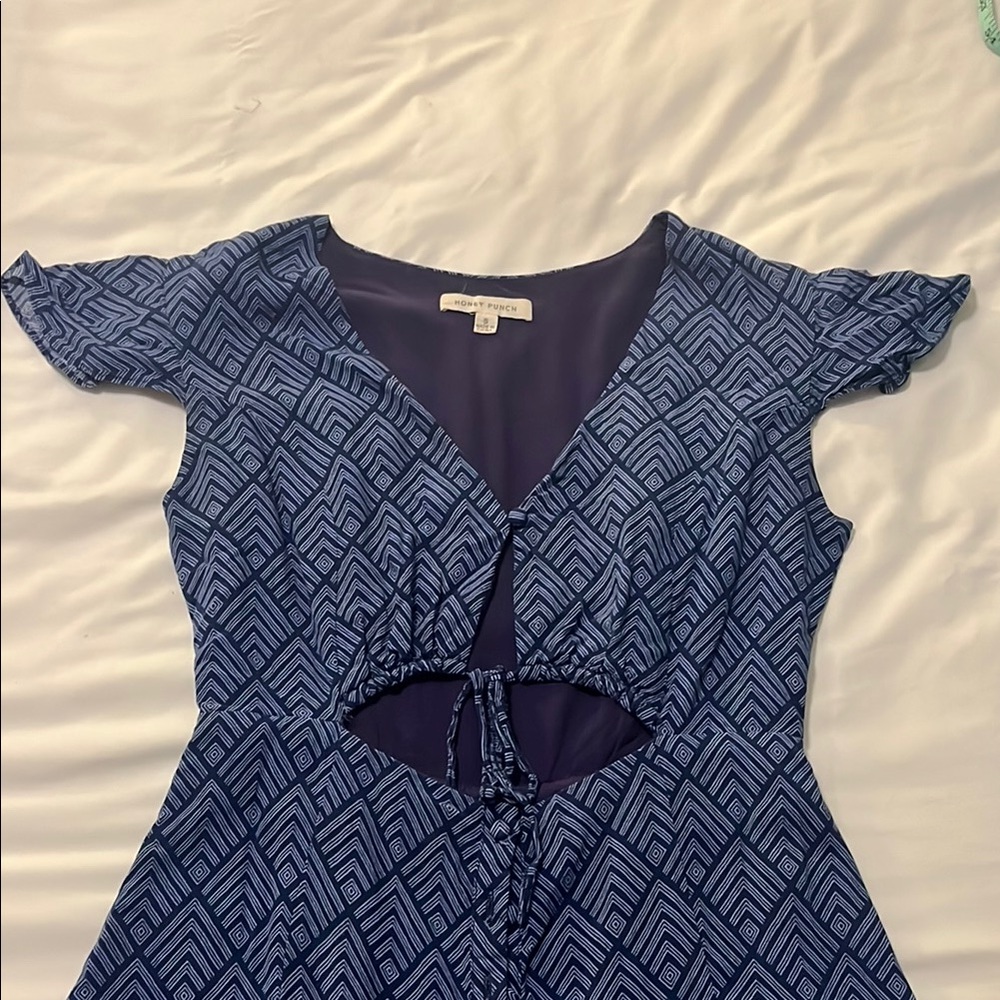 ❤️❤️❤️ Honey Punch Blue Geometric Dress